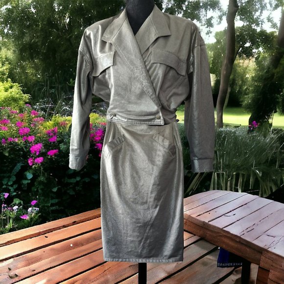 80's LA BELLE FASHION INC. 2PC Olive Skirt/Jacket Size Small - Picture 1 of 14